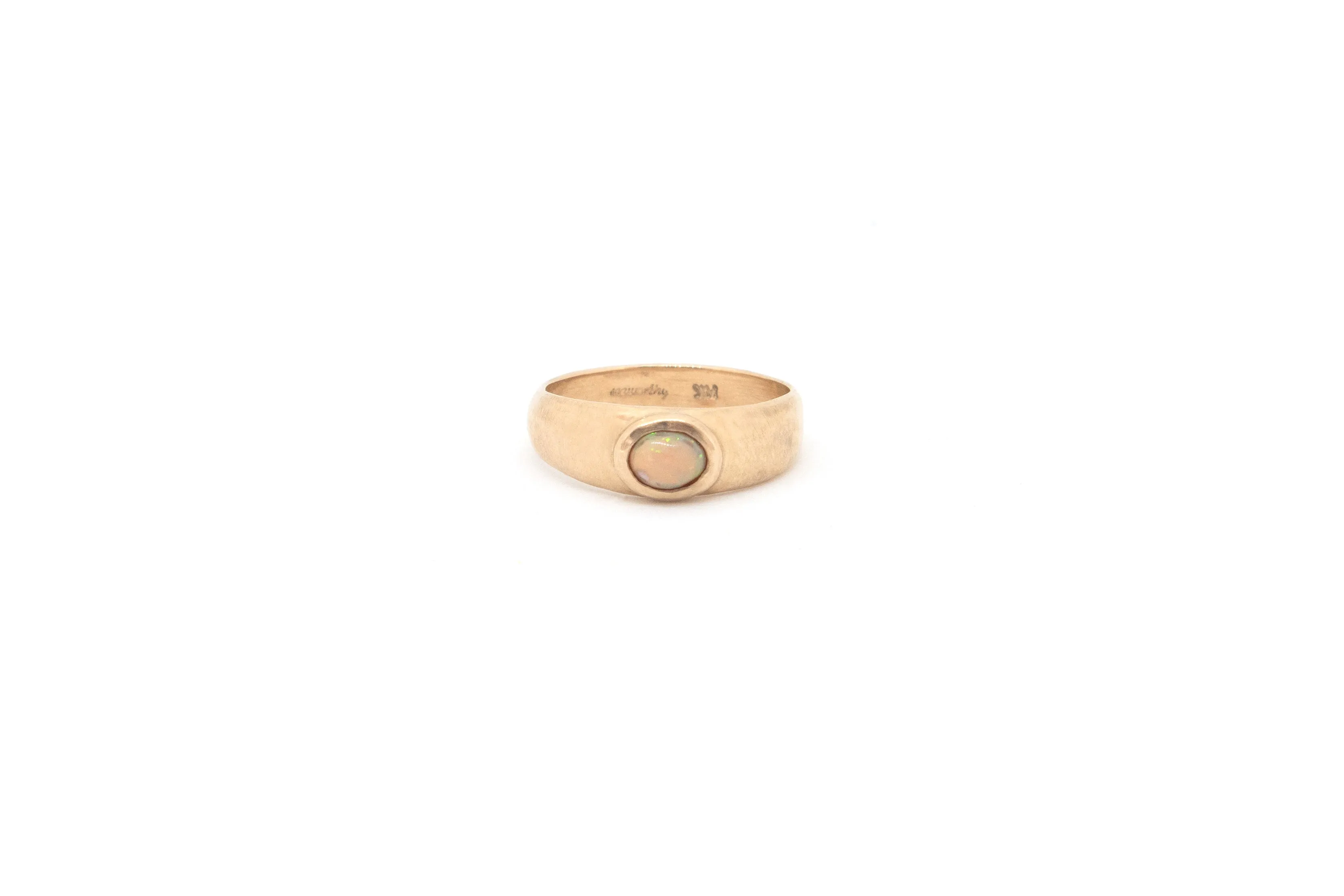 WIDE BAND BEZEL SET MEXICAN FIRE OPAL